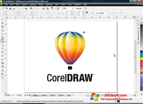 স্ক্রিনশট CorelDRAW Windows 10