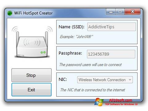 স্ক্রিনশট Wi-Fi HotSpot Creator Windows 10