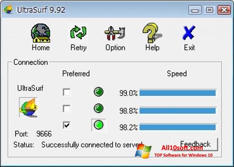 স্ক্রিনশট UltraSurf Windows 10