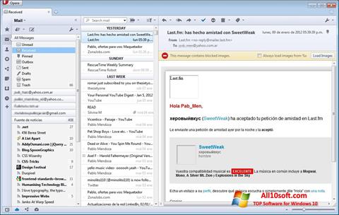স্ক্রিনশট Opera Mail Windows 10