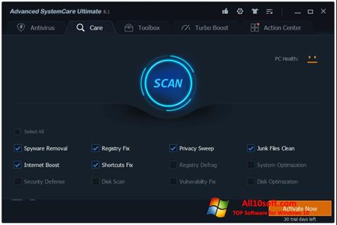 স্ক্রিনশট Advanced SystemCare Windows 10