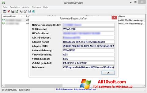 স্ক্রিনশট WirelessKeyView Windows 10