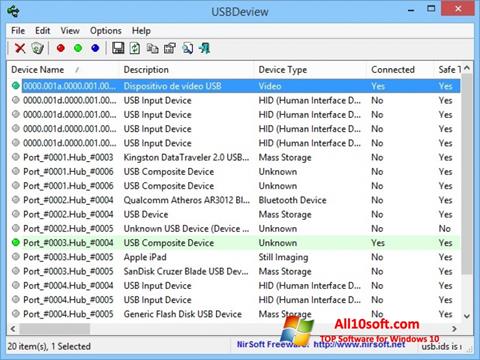 স্ক্রিনশট USBDeview Windows 10