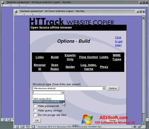 স্ক্রিনশট HTTrack Website Copier Windows 10