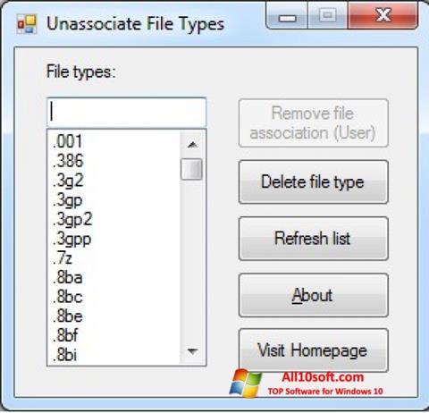 স্ক্রিনশট Unassociate File Types Windows 10