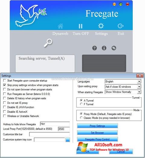 স্ক্রিনশট Freegate Windows 10