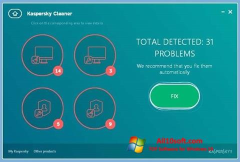 স্ক্রিনশট Kaspersky Cleaner Windows 10