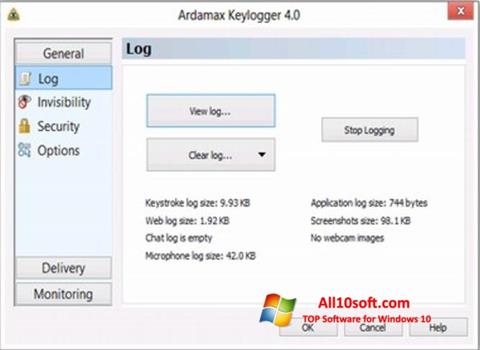 স্ক্রিনশট Ardamax Keylogger Windows 10