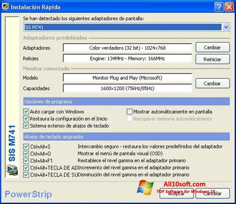 স্ক্রিনশট PowerStrip Windows 10